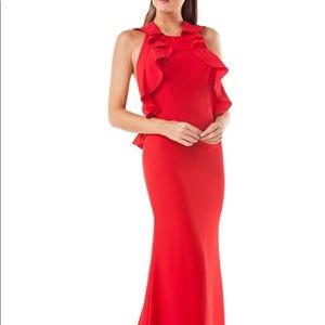 Carmen Marc Valvo Infusion Ruffle Trumpet Gown.
